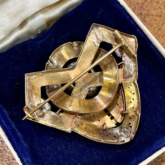 Antique Victorian 14k Yellow Gold Natural Amethyst Pearl Black Enamel Brooch - Picture 8 of 11